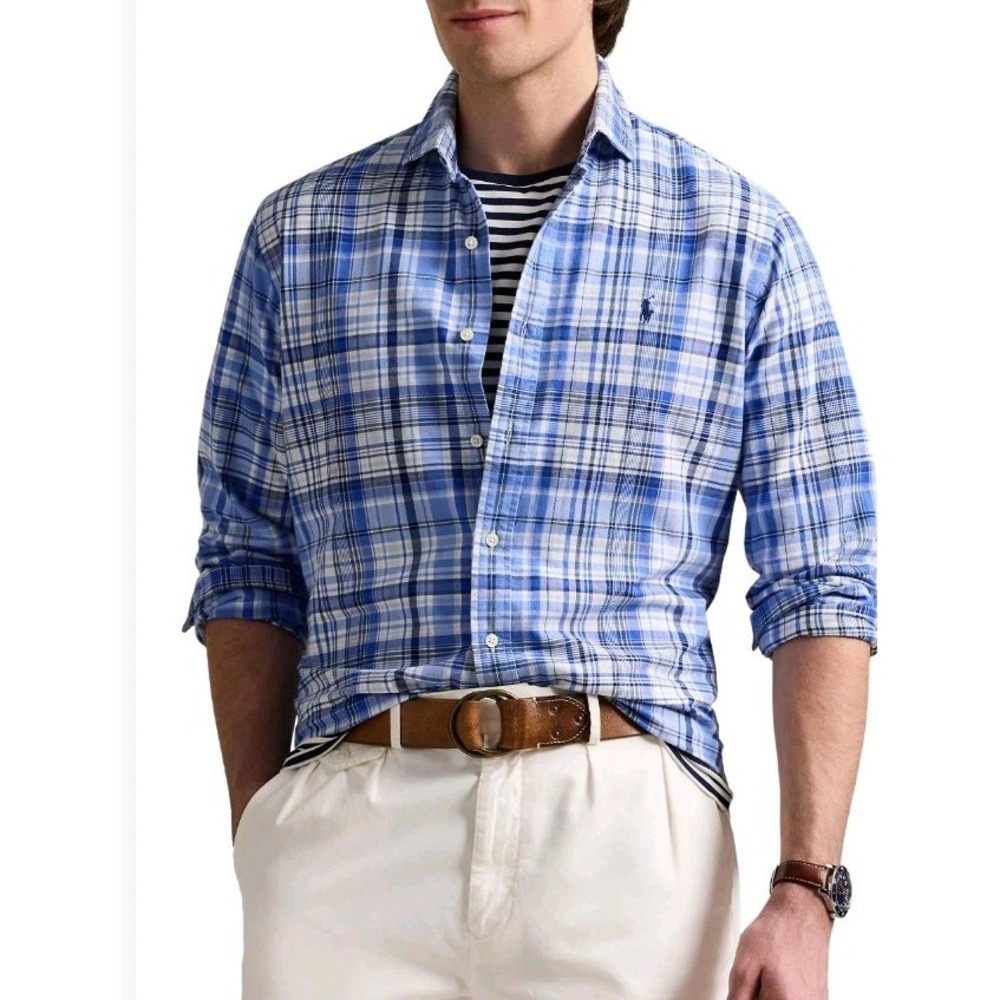NWT Polo Ralph Lauren Men's Classic Fit Plaid Oxford Shirt Blue Multi Sz XXL